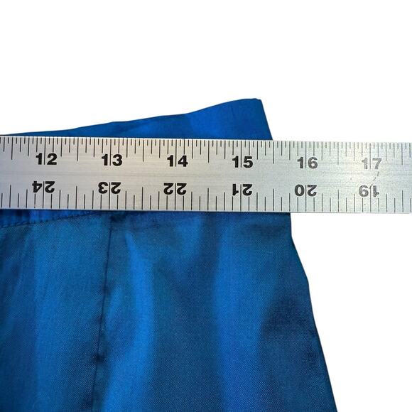 Turquoise Blue Sari Skirt with Golden Embroidery & Sash w/Beaded Trim 30” x 38” - Picture 4 of 8